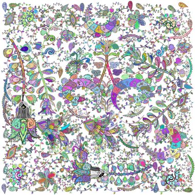 Tarafsız, yeşil ve beyaz renkli çiçekler suluboya tarzında. Çiçek izi. Suluboya kusursuz desen.