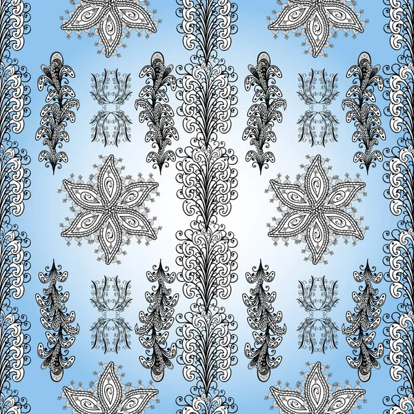 stock vector Tribal art boho print, vintage flower background. Background texture, wallpaper, floral theme in neutral, blue and white colors. Abstract ethnic vector seamless pattern.