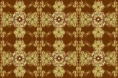 2019 Noel 'i, kar tanesi, yeni yıl. Altın elementli sarı, kahverengi ve nötr renklerde klasik, pürüzsüz desen.