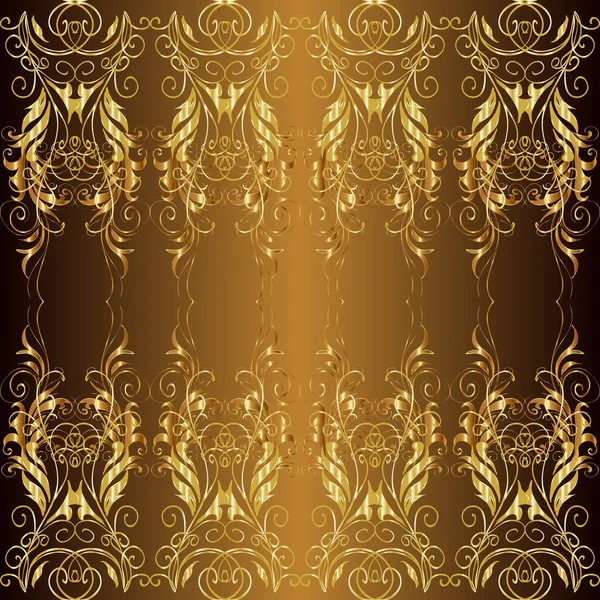 花の装飾とベクトルシームレスパターン ベージュ 茶色の伝統的なアラビアの装飾 オレンジ色のレース 壁紙のための黄金の華やかなイラスト 東洋風のヴィンテージデザイン要素 — ストックベクタ