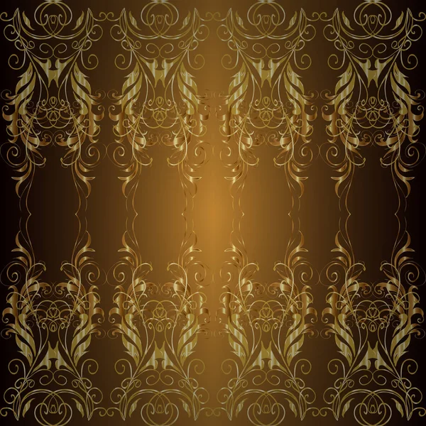 Векторный Винтажный Барочный Цветочный Бесшовный Узор Золота Роскошная Королевская Викторианская — стоковый вектор