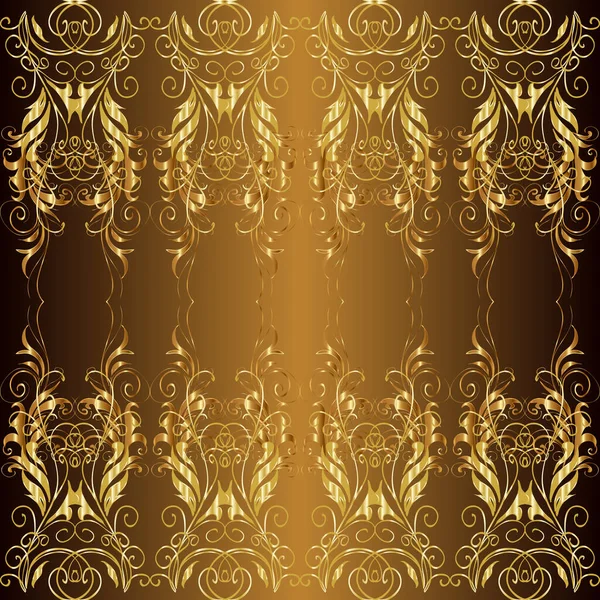 Винтажный Бесшовный Рисунок Бежевом Желтом Коричневом Цветах Золотыми Элементами — стоковое фото