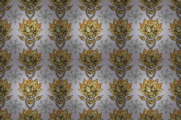 Patrón Sin Costura Ornamento Oriental Raster Estampado Textil Dorado Patrón — Foto de Stock