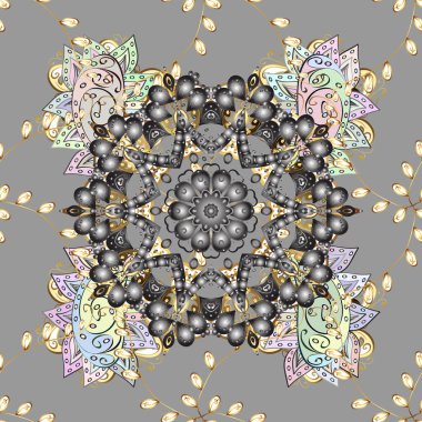 Gri, nötr ve bej renkli mandala süsü ile hediye çeki şablonu.