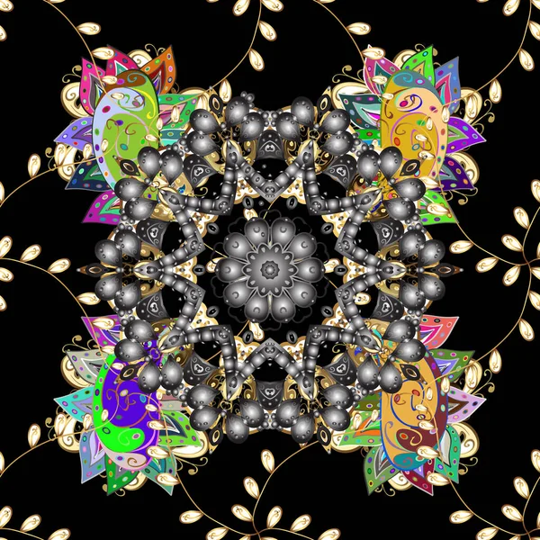 Handritad Mandala Färgad Abstrakt Mönster Grå Svart Och Brun Färger — Stockfoto