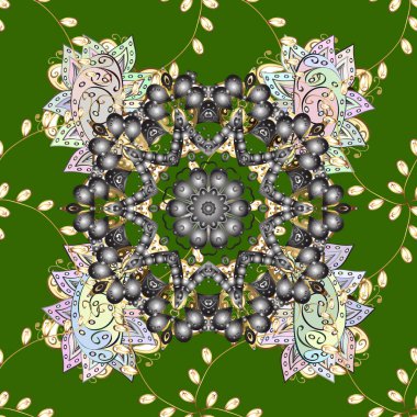 Çanta tasarımı. Tarafsız, gri ve yeşil renklerde renkli soyut desenli el çizimi vektör mandala.