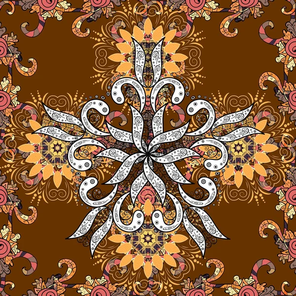 Flor Colores Beige Marrón Negro Fondo Decorativo Sin Costuras Mandala — Foto de Stock