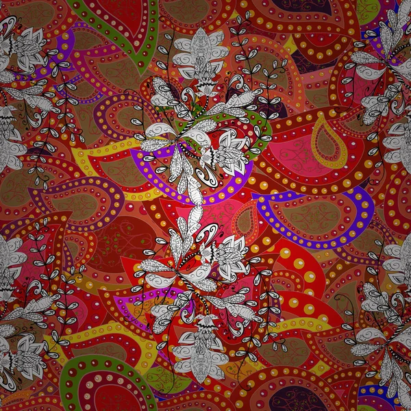 Плоский Цветочный Дизайн Цветная Весна Тема Бесшовный Узор Фон Элегантный — стоковый вектор
