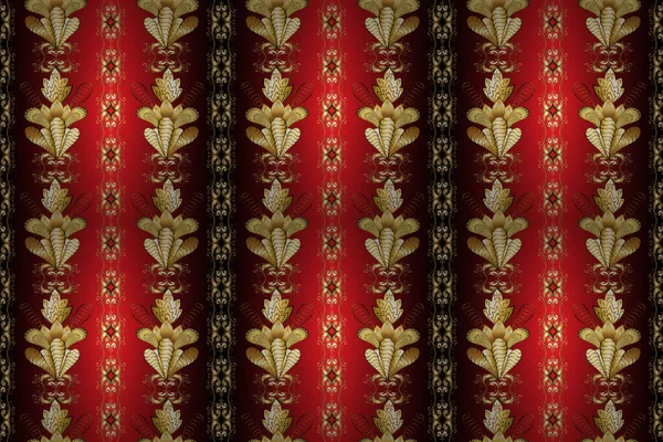 Caracóis Texturizados Sem Costura Estilo Oriental Arabescos Padrão Dourado Vermelho — Fotografia de Stock