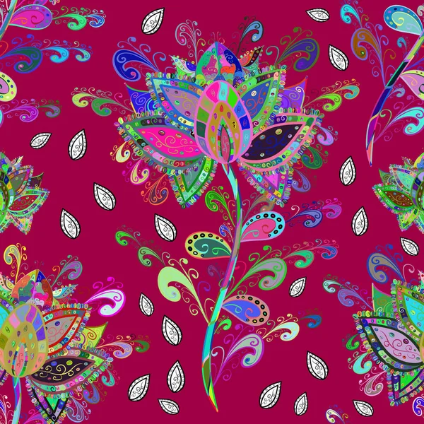 Colour Summer Theme Seamless Pattern Background Flat Flower Elements Design — Stock Photo, Image