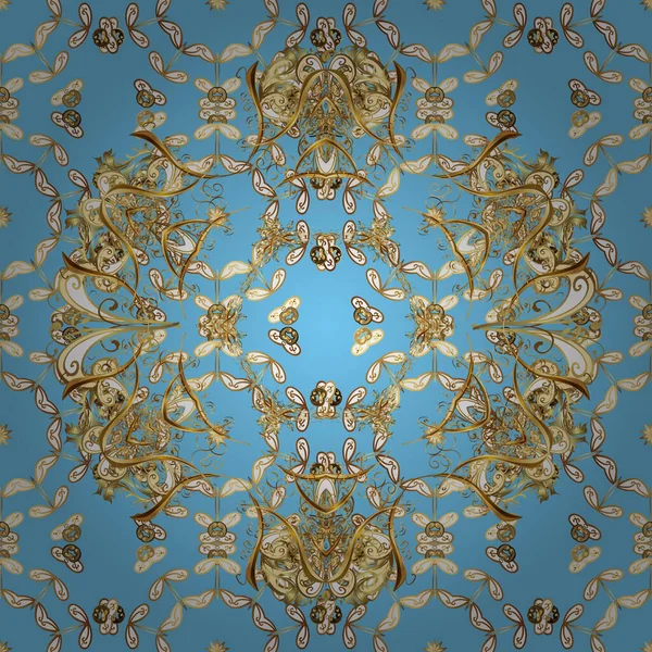 Векторний Східний Орнамент Золотий Візерунок Коричневих Синіх Білих Кольорах Золотими — стоковий вектор