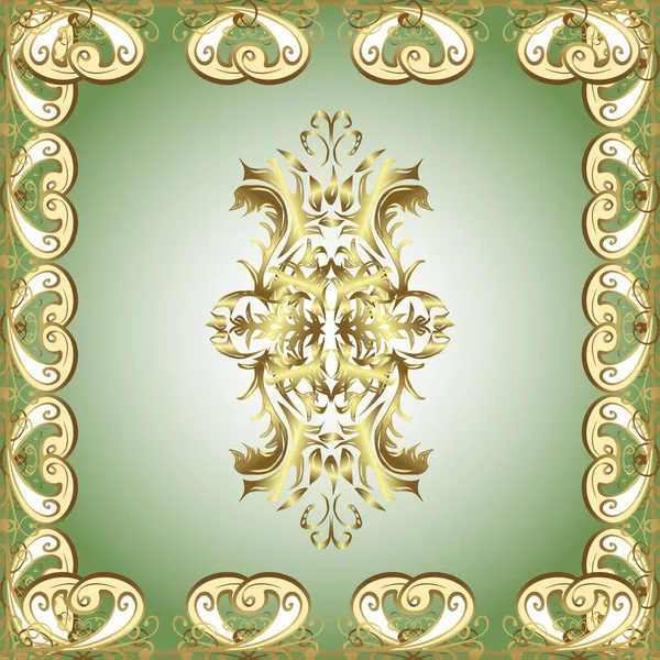 Gouden Naadloos Patroon Beige Grijs Neutrale Kleuren Met Gouden Bloemenelementen — Stockfoto