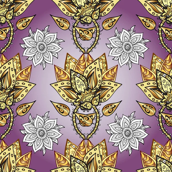 Patrón Sin Costuras Colores Gris Púrpura Neutro Rizos Textura Dorada — Foto de Stock