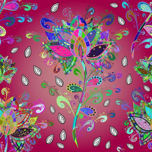 Paisley Print Hand Drawn Elements Seamless Pattern Fantasy Flowers Natural — Stock Photo, Image
