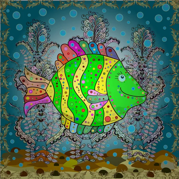 Aquarel Handgetekende Elementen Zeeleven Mooie Naadloze Patroon Met Kleurrijke Aquarel — Stockvector