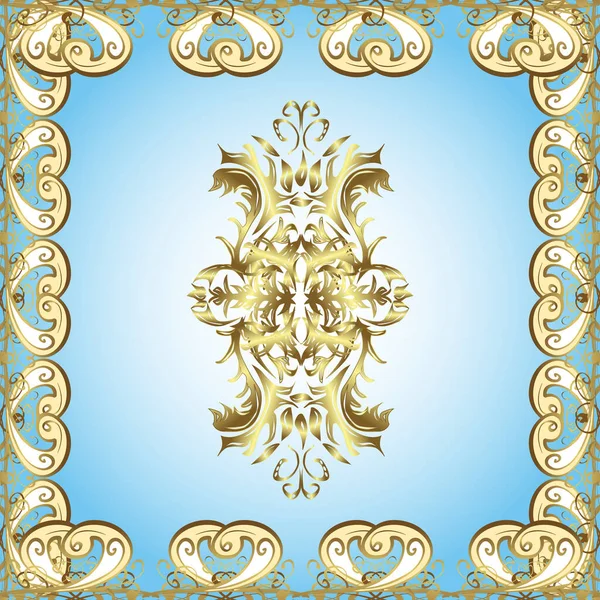 Oriental Classic Neutral Blue Beige Golden Pattern Seamless Abstract Background — Stock Photo, Image