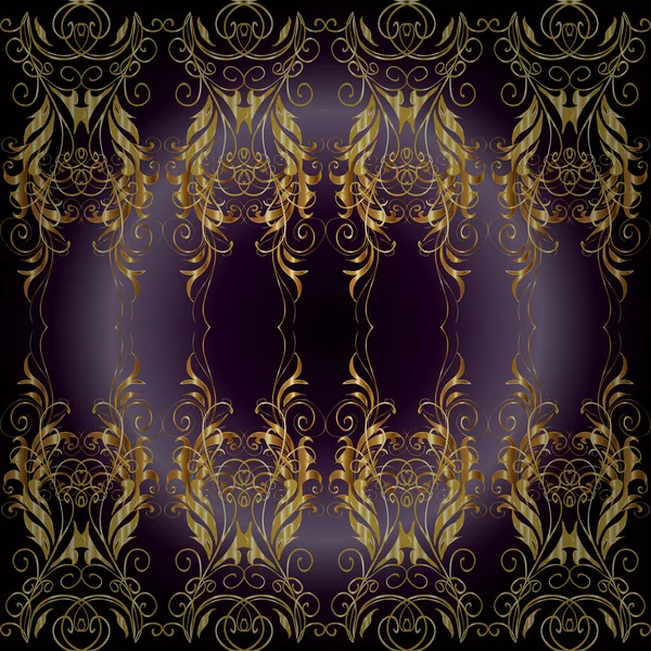 Винтажный Бесшовный Рисунок Коричневого Черного Нейтрального Цветов Золотыми Элементами Векторная — стоковый вектор