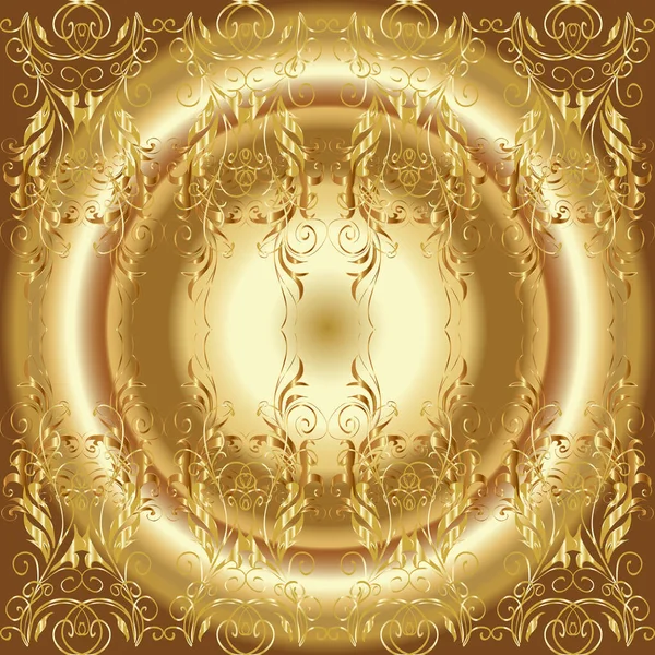 Gyllene Element Orientalisk Stil Arabesquer Vektor Gyllene Sömlöst Mönster Sömlöst — Stock vektor