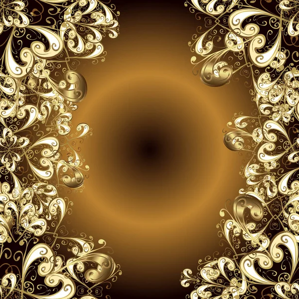Східний Стиль Арабески Золотий Візерунок Чорному Коричневому Бежевому Кольорах Золотими — стоковий вектор