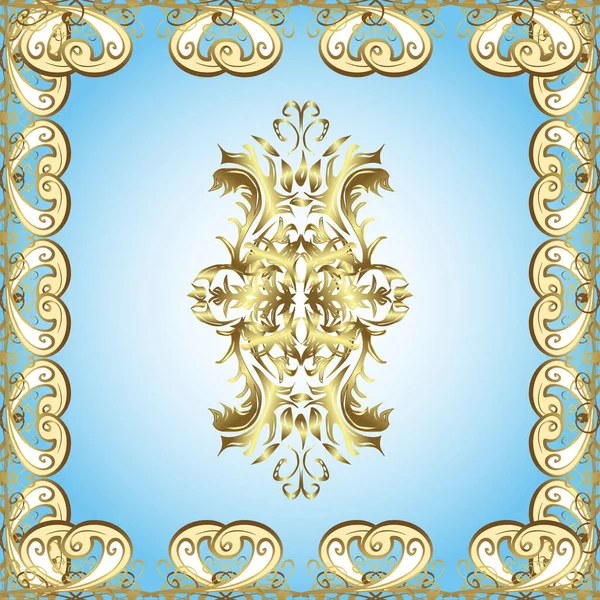 Seamless Oriental Ornament Style Baroque Traditional Classic Golden Vector Pattern — Stock Vector