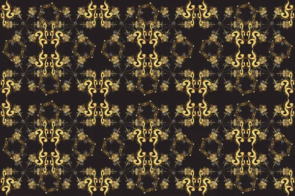 래스터 바로크 양식으로 디자인을 실없는 다마스크 패턴이었다 황금색을 노란색 회색의 — 스톡 사진