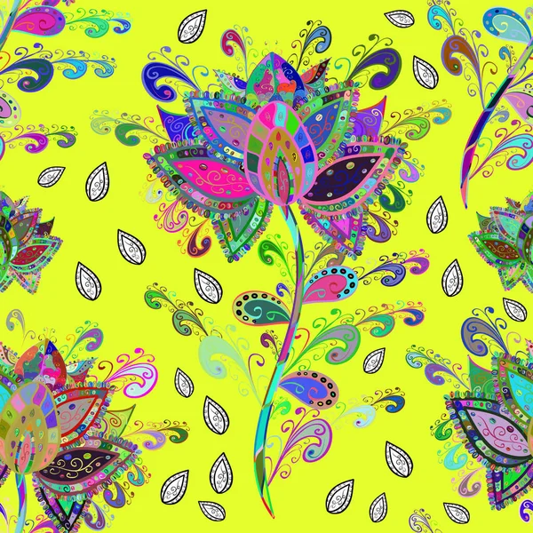 Σχεδιασμός Επίπεδων Στοιχείων Λουλούδι Χρώμα Άνοιξη Θέμα Απρόσκοπτη Μοτίβο Φόντο — Φωτογραφία Αρχείου