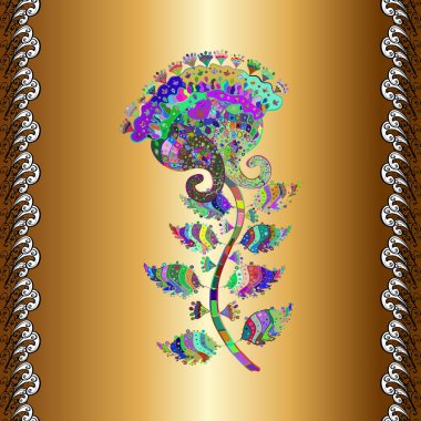 Vektör - stok. Bej, sarı ve kahverengi çiçekli kusursuz desen, suluboya çiçek deseni, şirin çiçek, duvar kağıdı, kart veya kumaş için fayanslı.