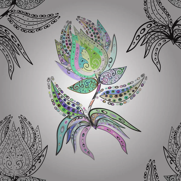 Flor Doodle Flores Abstractas Zentangle Color Primavera Tema Patrón Sin — Archivo Imágenes Vectoriales