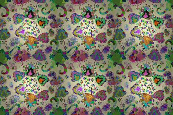 Farbe Frühling Theme Nahtlose Muster Hintergrund Flache Blume Elemente Design — Stockfoto