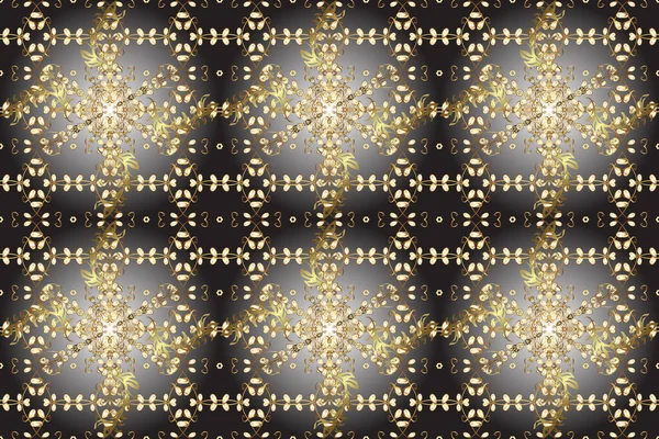 Damask Zökkenőmentes Ismétlődő Háttér Arany Virágdísz Barokk Stílusban Arany Tapéta — Stock Fotó