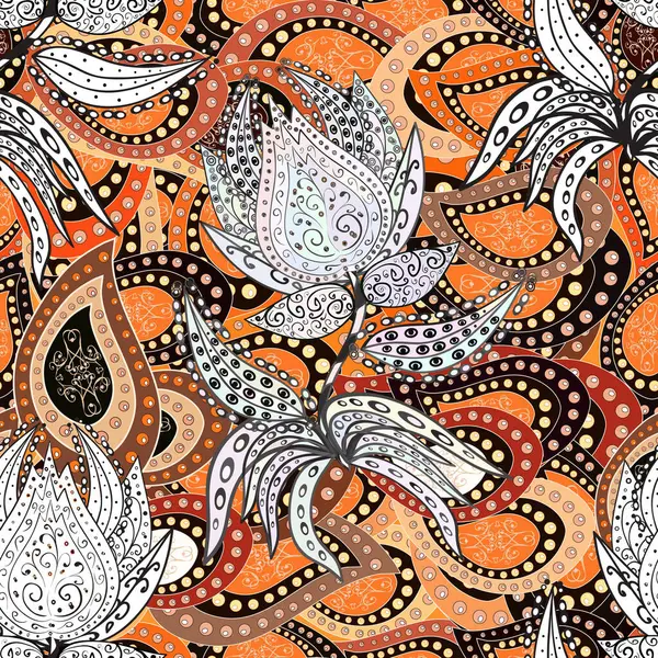 Tribal Konst Boho Tryck Vintage Blomma Bakgrund Bakgrund Textur Tapet — Stockfoto