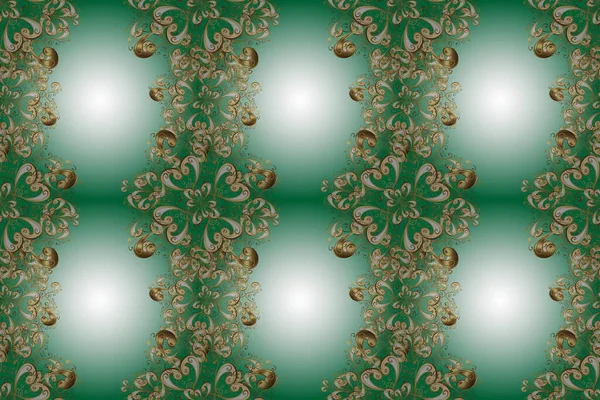 Seamless Pattern Neutral Beige Green Colors Golden Elements Seamless Golden — Stock Photo, Image