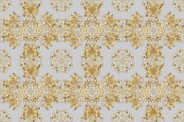 Geleneksel, etnik, Türk, Hint motifleri. Raster skeci. Kumaş ve tekstil için harika, duvar kağıdı, ambalaj ya da her istenen fikir için. Eski model. Kahverengi, gri ve bej süslemeli, çiçeksiz desenli.