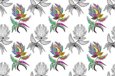 On gray, white and green colors. Abstract pattern page for antistress.