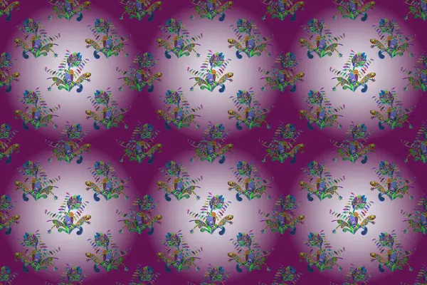 Nahtloses Blumenmuster Raster Illustration Asiatischen Textilstil Blüten Violetten Violetten Und — Stockfoto