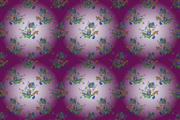 Nahtloses Blumenmuster Raster Illustration Asiatischen Textilstil Blüten Violetten Violetten Und — Stockfoto