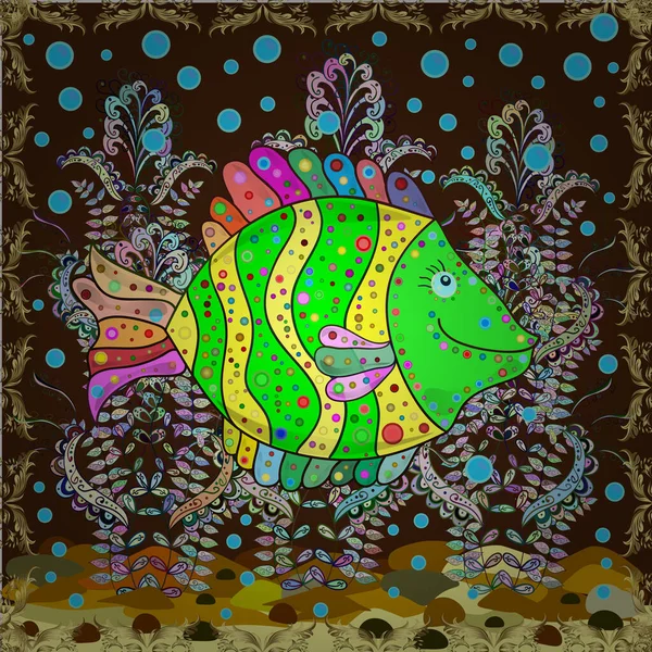 Красочный Летний Дизайн Подводный Вектор Абстрактный Фон Тропическая Морская Рыба — стоковый вектор