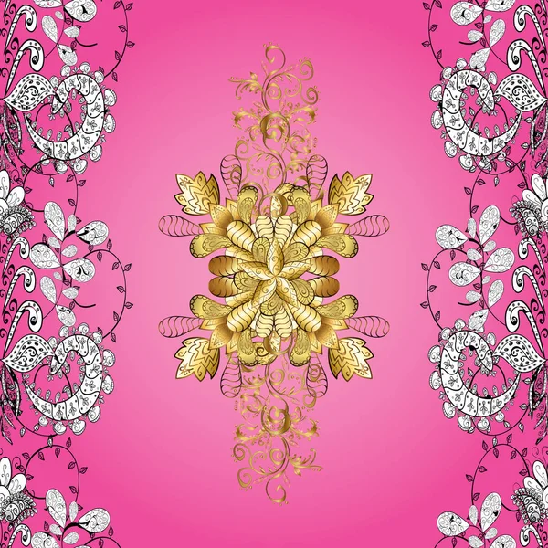 Χρυσό Σχέδιο Λευκό Ροζ Χρώμα Χρυσαφί Στοιχείο Χρυσή Νιφάδα Χιονιού — Φωτογραφία Αρχείου