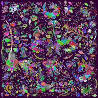 Beautiful fabric pattern. Watercolour floral pattern, delicate flowers, brown, blue and green flowers, greeting card template.