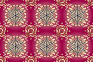 Kusursuz altın desen. Pembe, mor ve beyaz renklerdeki altın desenli altın elementler. Raster doğulu süsü.