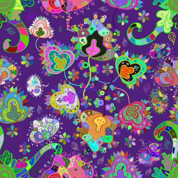 Mavi, mor ve yeşil renkte çiçekler. Küçük çiçekte sevimli çiçek deseni var..