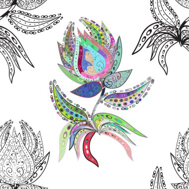 Şablon. Küçük çiçekte güzel bir çiçek deseni var. Çiçekli, suluboya desenli kusursuz çiçek deseni.