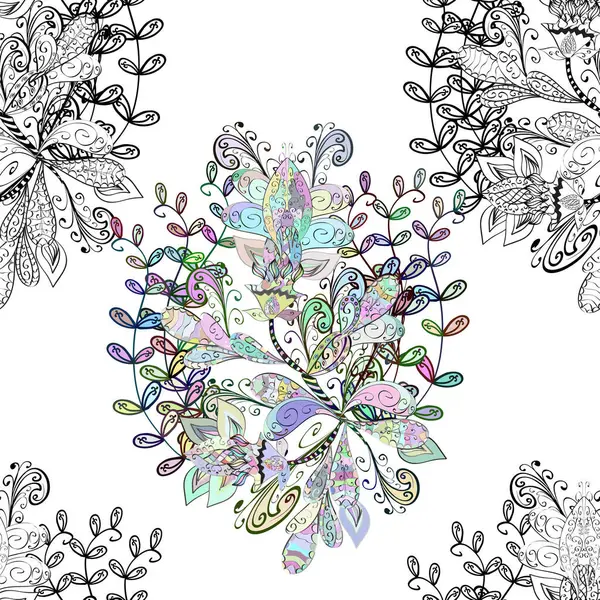 Düz Çiçek Elementleri Tasarımı Çiçeksiz Desenli Arka Plan Yaz Çiçekleri — Stok fotoğraf
