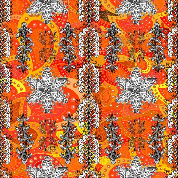 Пограничный Индийский Цветочный Пейсли Паттен Бесшовный Орнамент Этническое Полотенце Мандала — стоковый вектор