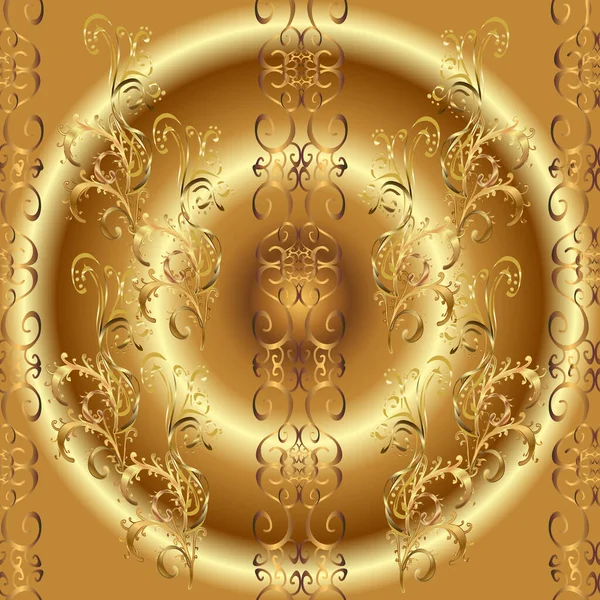 Золотой Шаблон Дизайн Винтажа Открыток Обоев Обертывания Текстиля Бесшовный Узор — стоковое фото