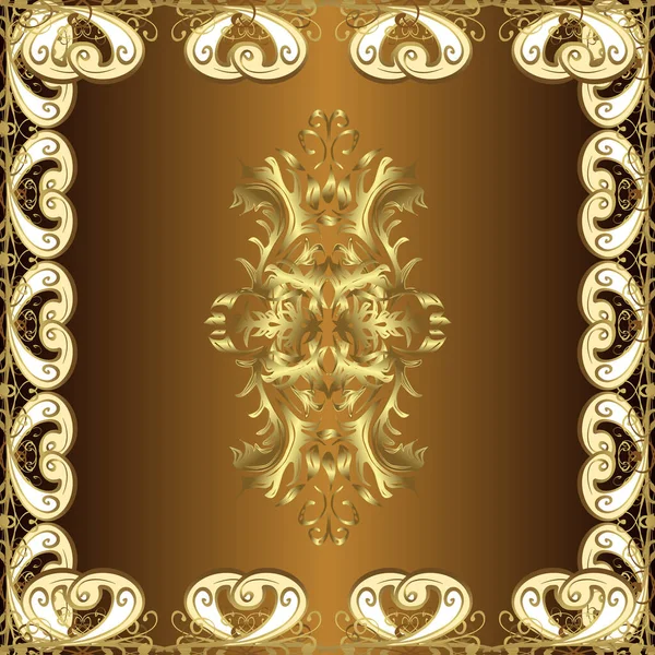 Virágminta Zökkenőmentes Háttér Tapéta Barokk Damaszt Stílusos Grafikai Minta Arany — Stock Fotó