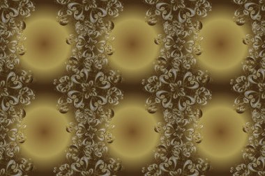 Kusursuz klasik raster altın desenli. Sarı, bej ve kahverengi renklerde altın elementlerle kusursuz desen. Klasik klasik klasik arka plan. Geleneksel oryantasyon süsü.