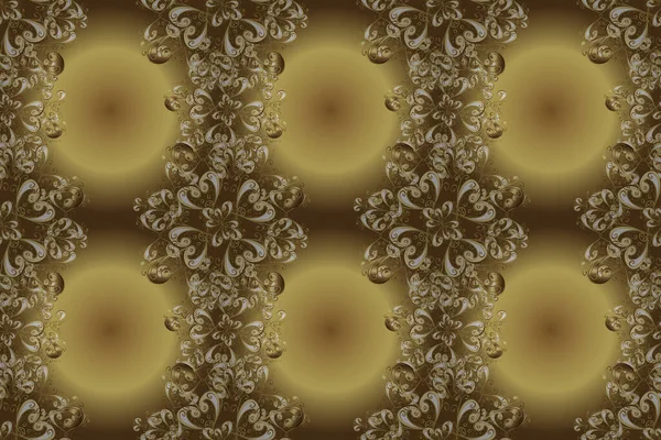 Seamless Classic Raster Golden Pattern Seamless Pattern Yellow Beige Brown — Stock Photo, Image