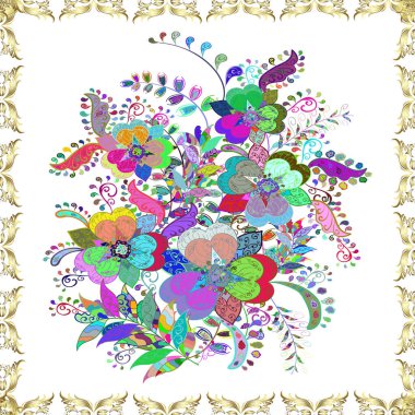 Kusursuz çiçek deseni duvar kâğıdı olarak kullanılabilir. Beyaz, nötr ve yeşil renkte çiçekler.