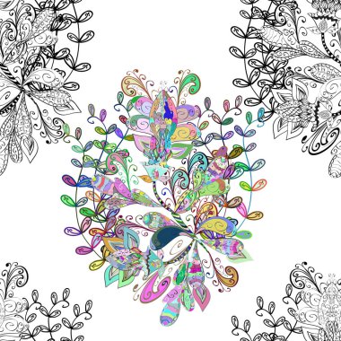 Beyaz, siyah ve gri renkte çiçekler. Hediye ambalaj kağıdı, tebrik kartları, posterler ve pankart tasarımı. Vektör düz çiçekleri pürüzsüz desen.